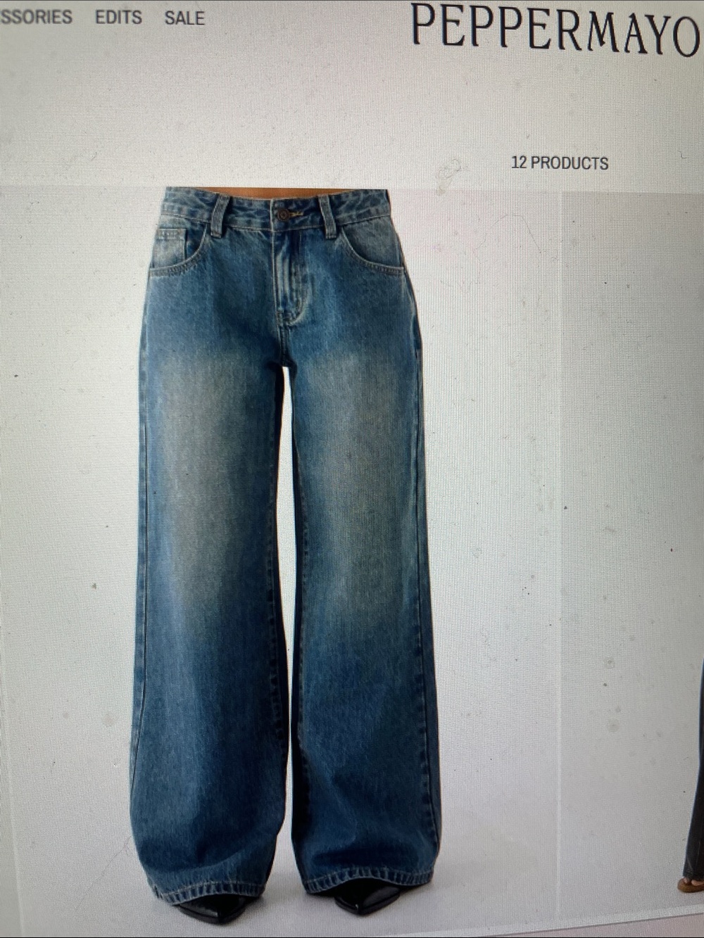 Peppermayo Faded Blue Wide-Leg High-Rise Jeans- like new